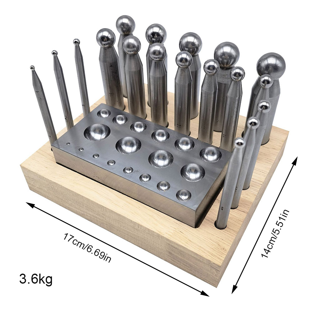 19PCS High Quality Steel Dappi - Dapping Block And Punch Set Jewelry Doming review and price